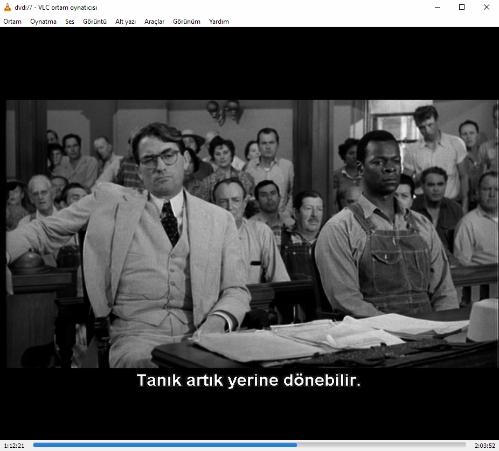 bülbülü öldürmek  dvd   (PC'de denenmiştir/izlenmiştir)  gregory peck mary badham philip alford john menga ruth white rosemary murphy (to kill a mockingbird)  harper lee