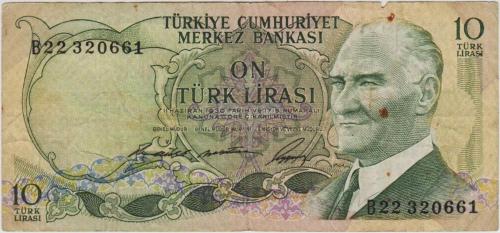 6. EMİSYON 1. TERTİP 10 LİRA B22 TEMİZ.