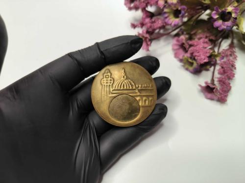 Antika - Hac Hediyesi - Kokuluk - Mislik - Cami Desenli Kapaklı Pirinç Kokuluk - Mekke Medine Hatırası