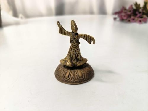 Antika Semazen Biblo - Mevlana Konya Biblo - Eski Pirinç Mini Derviş Semazen Biblo