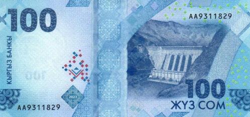 Kırgızistan 2023 Yılı 100 Som Yabancı Kağıt Para Çil ( UNC ) Koleksiyon Para