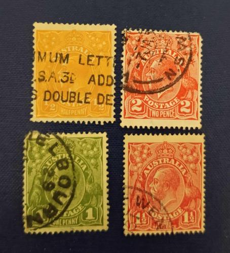 Avustralya 1915_ 1923 Kral George V _ damgalı pullar