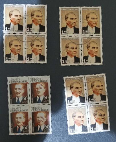 LOT.20 » Türkiye Cumhuriyeti Resmi pullar 4'lü blok lotu