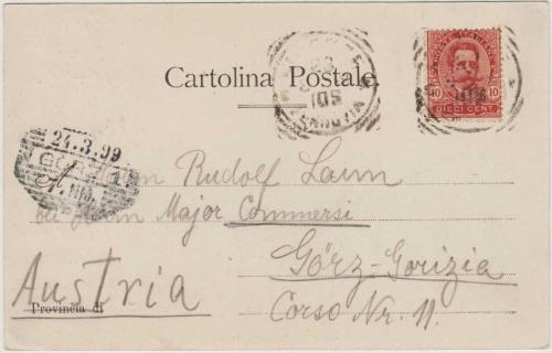 FLORANSA'DAN AVUSTURYA GÖRZ'E POSTADAN GEÇMİŞ KARTPOSTAL 1899. İTALYA PULLU.