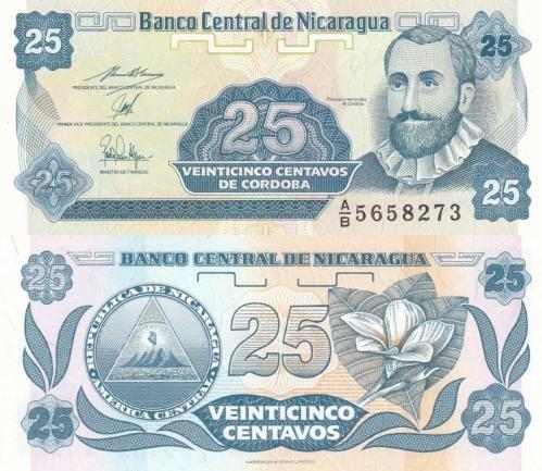 Nikaragua 1991 Yılı 25 Centavos Kağıt Para Çil ( Unc ) Koleksiyon Para
