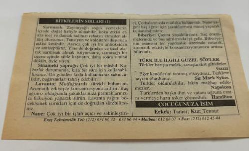 15 Şubat 2006-Orijinal Takvim Yaprağı-Doğum Günü-Söz,Nişan,Nikâh,Düğün ve Önemli Günler Hediyesi-ERAŞ Hizmet Takvimi-Ayet,Hadis (Kasım:100)-Gümüşhane'nin Kurtuluşu(1918)-Bitkilerin Sırları(1)-Türk İle İlgili Güzel Sözler-Çocuğunuza İsim-Erkek:Tamer,Kız:Tennur