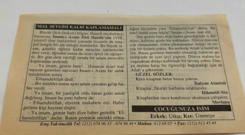 24 Şubat 2006-Orijinal Takvim Yaprağı-Doğum Günü-Söz,Nişan,Nikâh,Düğün ve Önemli Günler Hediyesi-ERAŞ Hizmet Takvimi-Ayet,Hadis (Kasım:109)-Trabzon'un Kurtuluşu(1918)-Mal Sevgisi Kalbi Kaplamamalı-Güzel Sözler-Çocuğunuza İsim-Erkek:Utku,Kız:Ümmiye