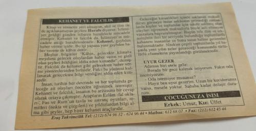 25 Şubat 2006-Orijinal Takvim Yaprağı-Doğum Günü-Söz,Nişan,Nikâh,Düğün ve Önemli Günler Hediyesi-ERAŞ Hizmet Takvimi-Ayet,Hadis (Kasım:110)-(Riyazü's s-Salihin,2/891)-Kehanet ve Falcılık-Uyur Gezer-Çocuğunuza İsim-Erkek:Umut,Kız:Ülfet