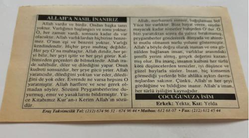 23 Mart 2006-Orijinal Takvim Yaprağı-Doğum Günü-Söz,Nişan,Nikâh,Düğün ve Önemli Günler Hediyesi-ERAŞ Hizmet Takvimi-Ayet,Hadis (Kasım:136)-Dünya Meteoroloji Günü-Allah'a Nasıl İnanırız-Çocuğunuza İsim-Erkek:Yekta,Kız:Yelda