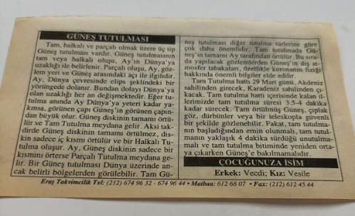 28 Mart 2006-Orijinal Takvim Yaprağı-Doğum Günü-Söz,Nişan,Nikâh,Düğün ve Önemli Günler Hediyesi-ERAŞ Hizmet Takvimi-Ayet,Hadis (Kasım:141)-(Sadi)-Güneş Tutulması-Çocuğunuza İsim-Erkek:Vecdi,Kız:Vesile