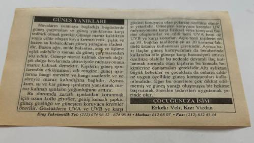 30 Mart 2006-Orijinal Takvim Yaprağı-Doğum Günü-Söz,Nişan,Nikâh,Düğün ve Önemli Günler Hediyesi-ERAŞ Hizmet Takvimi-Ayet,Hadis (Kasım:143)-''Acele Şeytandan,Teenni Rahmandan.''-Güneş Yanıkları-Çocuğunuza İsim-Erkek:Veli,Kız:Vicdan