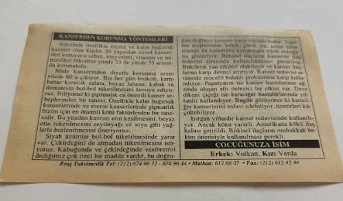 31 Mart 2006-Orijinal Takvim Yaprağı-Doğum Günü-Söz,Nişan,Nikâh,Düğün ve Önemli Günler Hediyesi-ERAŞ Hizmet Takvimi-Ayet,Hadis (Kasım:144)-İkinci İnönü Zaferi (31 Mart/1 Nisan 1921)-Kanserden Korunma Yöntemleri-Çocuğunuza İsim-Erkek:Volkan,Kız:Verda