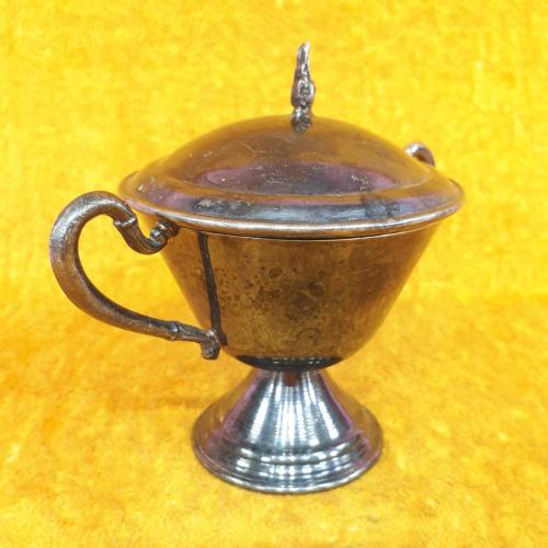 VINTAGE GÜMÜŞ KAPLAMA KAPAKLI METAL ŞEKERLİK