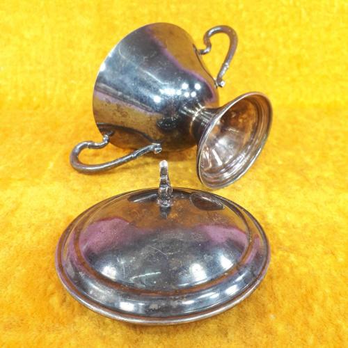 VINTAGE GÜMÜŞ KAPLAMA KAPAKLI METAL ŞEKERLİK