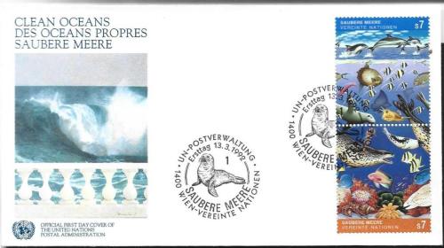 1992 Birleşmiş Milletler Temiz Okyanuslar Balina, balık Temalı FDC