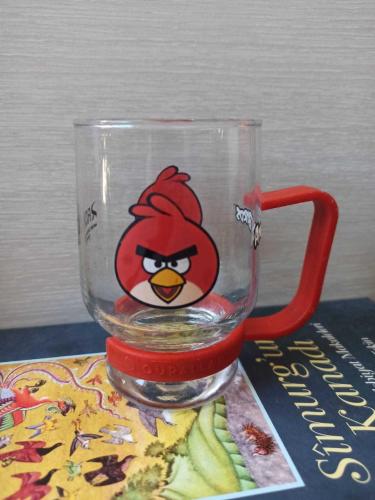 vintage Angry Birds orijinal tutmaçlı cam bardak & 11 cm