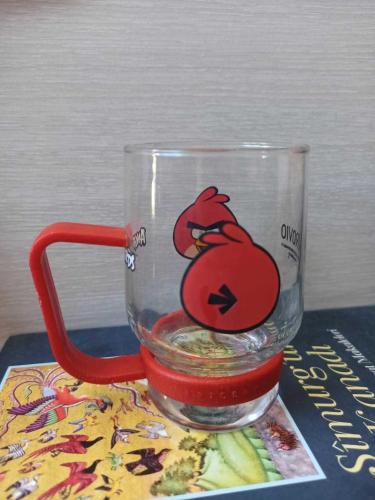 vintage Angry Birds orijinal tutmaçlı cam bardak & 11 cm
