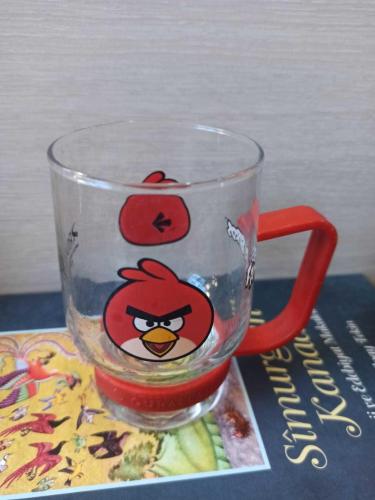vintage Angry Birds orijinal tutmaçlı cam bardak & 11 cm