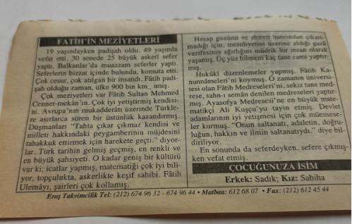 3 Mayıs 2006-Orijinal Takvim Yaprağı-Doğum Günü-Söz,Nişan,Nikâh,Düğün ve Önemli Günler Hediyesi-ERAŞ Hizmet Takvimi-Ayet,Hadis (Kasım:177)-Fatih Sultan Mehmed Han'ın Vefatı(1481)-Fatih'in Meziyetleri-Çocuğunuza İsim:Erkek:Sadık,Kız:Sabiha