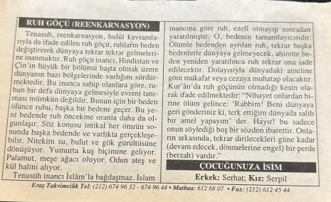 31 Mayıs 2006-Orijinal Takvim Yaprağı-Doğum Günü-Söz,Nişan,Nikâh,Düğün ve Önemli Günler Hediyesi-ERAŞ Hizmet Takvimi-Ayet,Hadis (Hızır:26)-(Seçme Hadisler,s.40)-Ruh Göçü (Reenkarnasyon)-Çocuğunuza İsim:Erkek:Serhat,Kız:Serpil