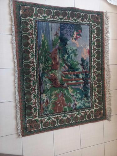 68 ya da 89 nolu isparta  sümerbank sanırım  el dokuma  geyikler konulu duvar halısı  120x160 cm