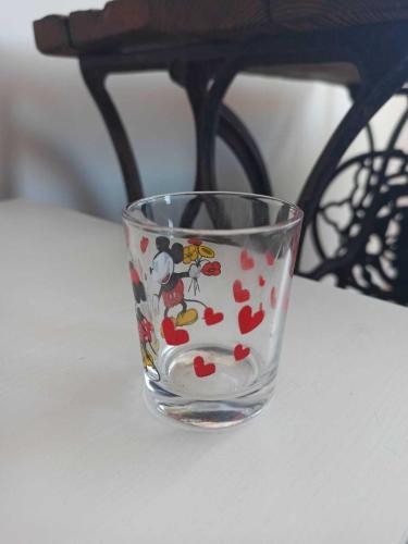 vintage ''Mınnıe Mouse & Mıckey Mouse''orijinal mini cam bardak & 7 cm