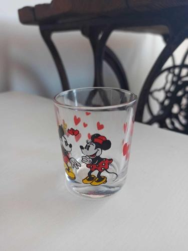 vintage ''Mınnıe Mouse & Mıckey Mouse''orijinal mini cam bardak & 7 cm