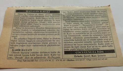 7 Temmuz 2006-Orijinal Takvim Yaprağı-Doğum Günü-Söz,Nişan,Nikâh,Düğün ve Önemli Günler Hediyesi-ERAŞ Hizmet Takvimi-Ayet,Hadis (Hızır:63)-Hatay'ın Kurtuluşu(1938)-Hatayın İlhakı-Kabir Hayatı-Çocuğunuza İsim:Erkek:Şeref,Kız:Şermin