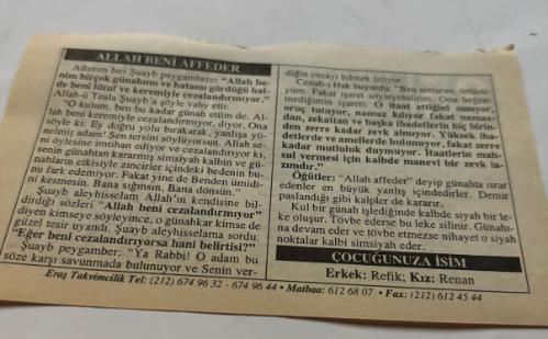 24 Temmuz 2006-Orijinal Takvim Yaprağı-Doğum Günü-Söz,Nişan,Nikâh,Düğün ve Önemli Günler Hediyesi-ERAŞ Hizmet Takvimi-Ayet,Hadis (Hızır:80)-Gazeteciler ve Basın Bayramı Lozan Antlaşması'nın İmzalanması(1923)-Allah Beni Affeder-Çocuğunuza İsim:Erkek:Refik,Kız:Renan