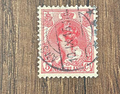 Hollanda Pulu - Nederland Stamp -  Postadan Geçmiş Pul Filateli - Damgalı - KRALİÇE WILHELMİNA TEMALI PUL, 5 PARA - YABANCI PULLAR -NOSTALJİK DOĞUM GÜNÜ HEDİYESİ