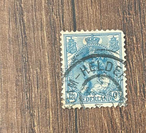 Hollanda Pulu - Nederland Stamp -  Postadan Geçmiş Pul Filateli - Damgalı - KRALİÇE WILHELMİNA TEMALI PUL, 12 1/2 PARA - YABANCI PULLAR -NOSTALJİK DOĞUM GÜNÜ HEDİYESİ