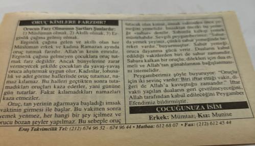 19 Eylül 2006-Orijinal Takvim Yaprağı-Doğum Günü-Söz,Nişan,Nikâh,Düğün ve Önemli Günler Hediyesi-ERAŞ Hizmet Takvimi-Ayet,Hadis (Hızır:137)-Gaziler Günü-Oruç Kimlere Farzdır?-Çocuğunuza İsim:Erkek:Mümtaz,Kız:Munise