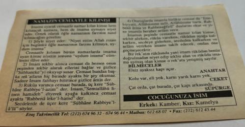30 Eylül 2006-Orijinal Takvim Yaprağı-Doğum Günü-Söz,Nişan,Nikâh,Düğün ve Önemli Günler Hediyesi-ERAŞ Hizmet Takvimi-Ayet,Hadis (Hızır:148)-(Riyazü's-Salihin,2/1247)-Namazın Cemaatle Kılınışı-Bilmeceler-Çocuğunuza İsim:Erkek:Kamber,Kız:Kamelya