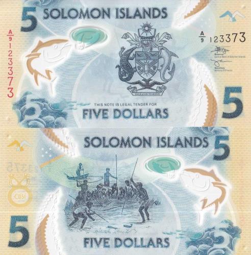 Solomon Adaları 2023 Yılı 5 Dolar Polimer Yabancı Kağıt Para Çil ( UNC ) Koleksiyon Para