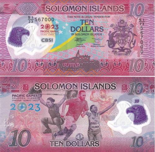 Solomon Adaları 2023 Yılı 10 Dolar Hatıra Polimer Yabancı Kağıt Para Çil ( UNC ) Koleksiyon Para