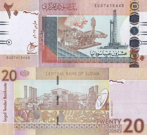 Sudan 2017 Yılı 20 Pounds Yabancı Kağıt Para Çil ( Unc ) Koleksiyon Para