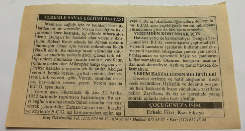 22 Aralık 2006-Orijinal Takvim Yaprağı-Doğum Günü-Söz,Nişan,Nikâh,Düğün ve Önemli Günler Hediyesi-ERAŞ Hizmet Takvimi-Ayet,Hadis (Kasım:45)-Seçme Hadisler,s.219-Veremle Savaş Eğitimi Haftası-Veremden Korunmak İçin-Verem Hastalığının Belirtileri-Çocuğunuza İsim:Erkek:Fikri,Kız:Fikriye