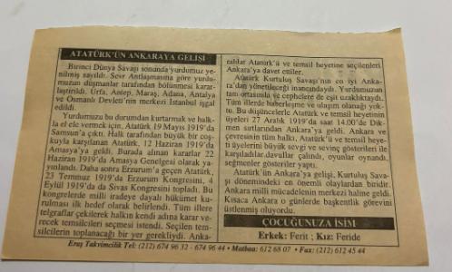 27 Aralık 2006-Orijinal Takvim Yaprağı-Doğum Günü-Söz,Nişan,Nikâh,Düğün ve Önemli Günler Hediyesi-ERAŞ Hizmet Takvimi-Ayet,Hadis (Kasım:50)-Atatürk'ün Ankara'ya Gelişi(1919)-Milli Şairimiz Mehmet Akif Ersoy'un Vefatı(1936)-Erzincan Depremi-Atatürk'ün Ankara'ya Gelişi-Çocuğunuza İsim:Erkek:Ferit,Kız:Feride
