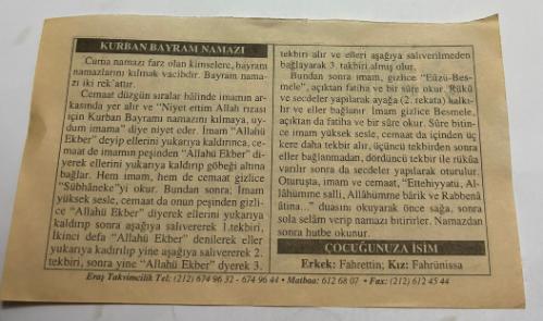 31 Aralık 2006-Orijinal Takvim Yaprağı-Doğum Günü-Söz,Nişan,Nikâh,Düğün ve Önemli Günler Hediyesi-ERAŞ Hizmet Takvimi-Ayet,Hadis (Kasım:54)-KURBAN BAYRAMI(1.GÜN)(Bayramınız Mübarek Olsun)-Kurban Bayramı Namazı-Çocuğunuza İsim:Erkek:Fahrettin,Kız:Fahrünissa