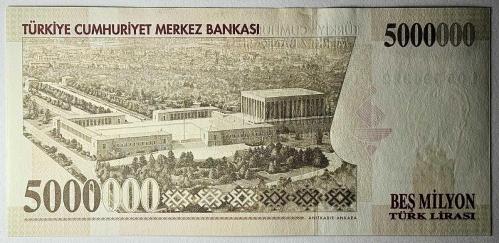 7. Emisyon 5 Milyon Türk Lirası L05 394922 Çil Kondisyonda Koleksiyonluk Eski Para