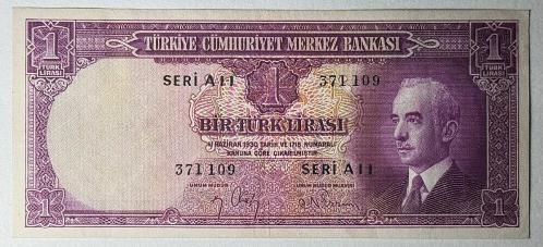 2.Emisyon 1.Tertip İnönü 1 Lira Çok Çok Temiz++ Natural Kondisyonda Eski Para