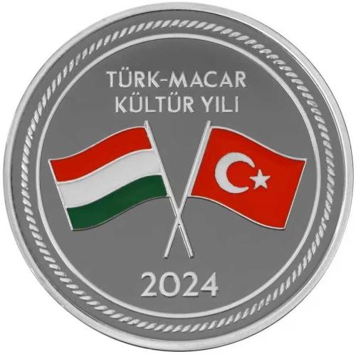 TÜRK-MACAR KÜLTÜR YILI 20 LİRA 2024 GÜMÜŞ HATIRA RENKLİ. 5000 BASKI. SERİ NOLU SERTİFİKALI-KAPSÜLÜNDE 31,1 gr ÇİL.