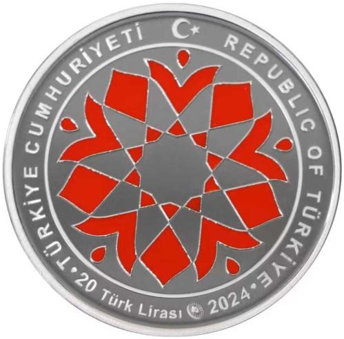 TÜRK-MACAR KÜLTÜR YILI 20 LİRA 2024 GÜMÜŞ HATIRA RENKLİ. 5000 BASKI. SERİ NOLU SERTİFİKALI-KAPSÜLÜNDE 31,1 gr ÇİL.