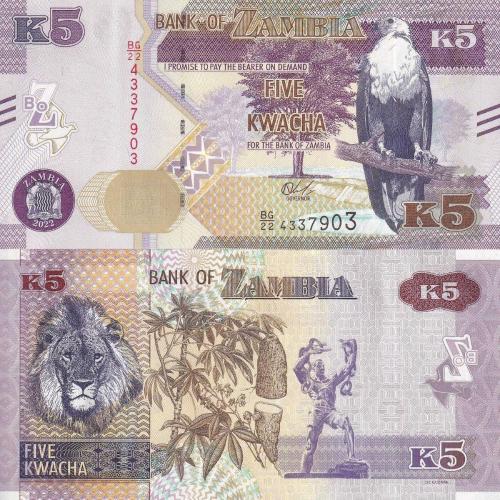 Zambiya 2018 Yılı 5 Kwacha Kağıt Para Çil ( Unc ) Koleksiyon Para