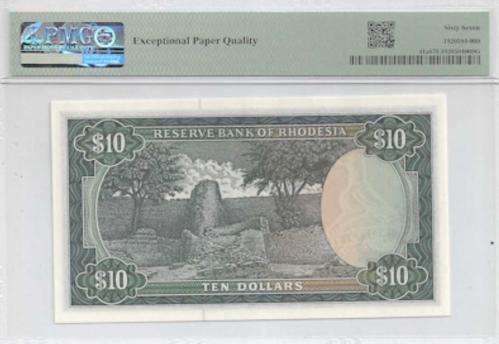 Rodezya 10 dollar 1979 çil++
