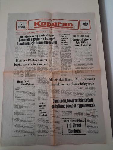 Çorum KOPARAN Siyasi Bağımsız Gazete, 29 KASIM 1989 ÇARŞAMBA ( SAHİBİ: ÜMİT UZEL )