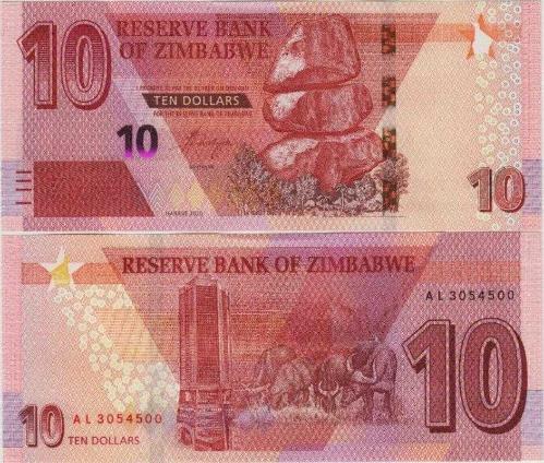 Zimbabwe 2020 Yılı 10 Dolar Kağıt Para Çil ( Unc ) Koleksiyon Para
