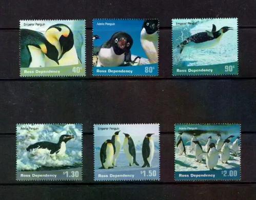 ROSS DEPENDENCY, TAM SERİ  MNH , PENGUENLER KONULU PULLAR.