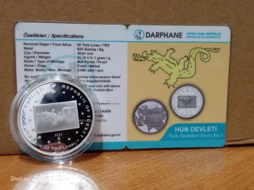 2020 YILI HATIRA GÜMÜŞ TÜRK DEVLETLERİ SERİSİ-1 HUN DEVLETİ 31,1 GRAM SERTİFİKALI
