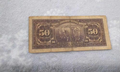 3.EMİSYON 1.TERTİP 50 ELLİ TÜRK LİRASI SERİ S23 18496 NATÜREL KAĞIT PARA EN NADİRİ